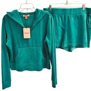 Juicy Couture Bling Velour Hoodie & Short Set Size Large